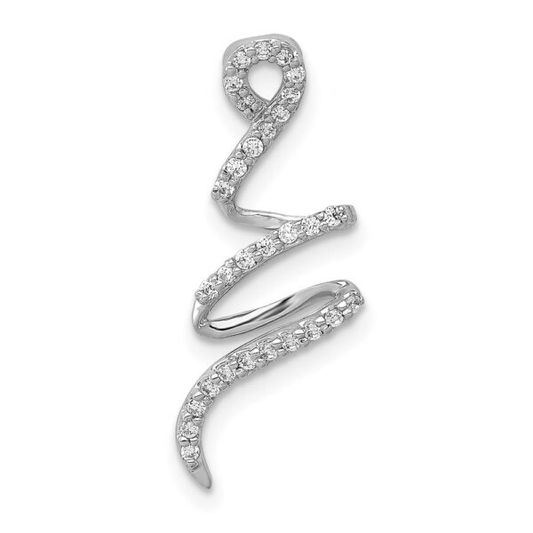 14k White Gold Fancy 1/8ct. Real Diamond Curved Line Chain Slide