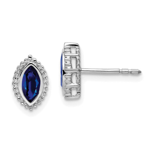 14k White Gold Marquise Sapphire Post Earrings