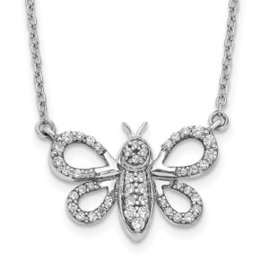 14k White Gold Real Diamond Bee Necklace