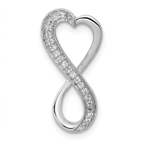 14k White Gold Real Diamond Freeform Heart Infinity Chain Slide