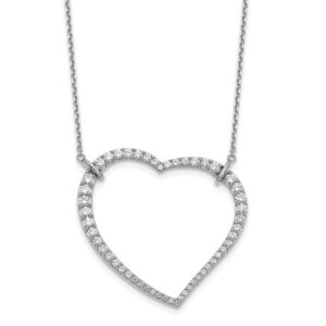 14k White Gold Real Diamond Heart Pendant Necklace