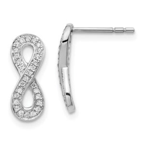 14k White Gold Real Diamond Infinity Earrings
