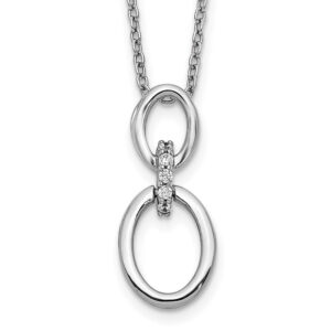 14k White Gold Real Diamond Ovals 18 inch Necklace