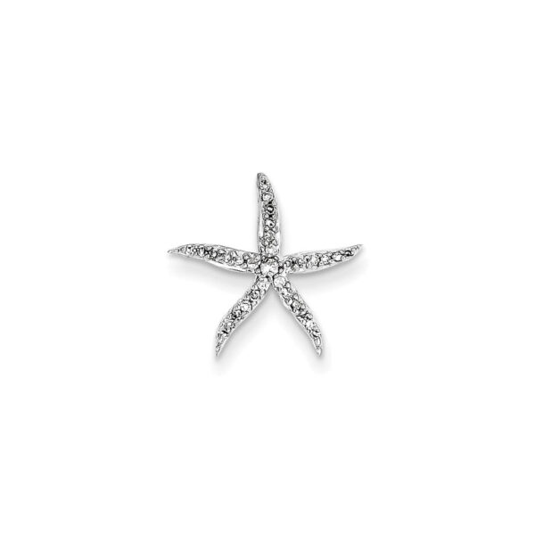 14k White Gold Real Diamond Star Fish Chain Slide Pendant