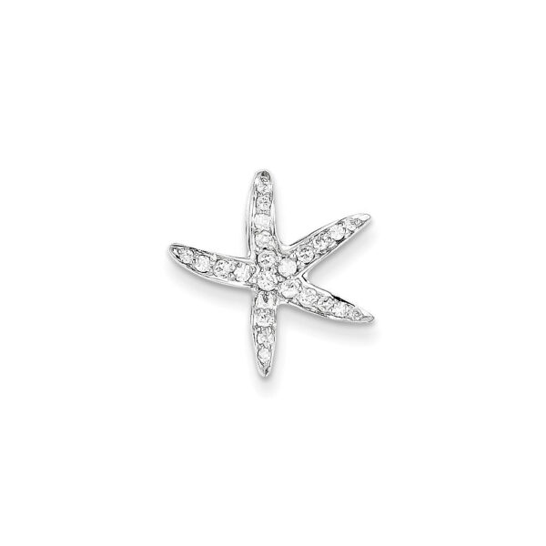 14k White Gold Real Diamond Starfish Chain Slide Pendant