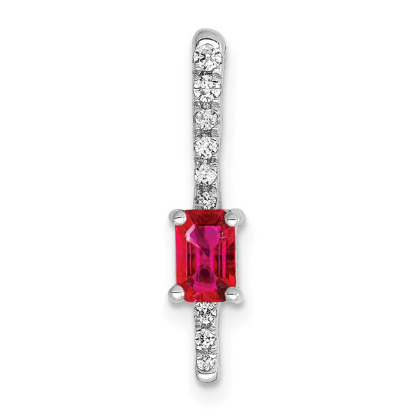 14k White Gold Real Diamond and .24 Ruby Fancy Chain Slide