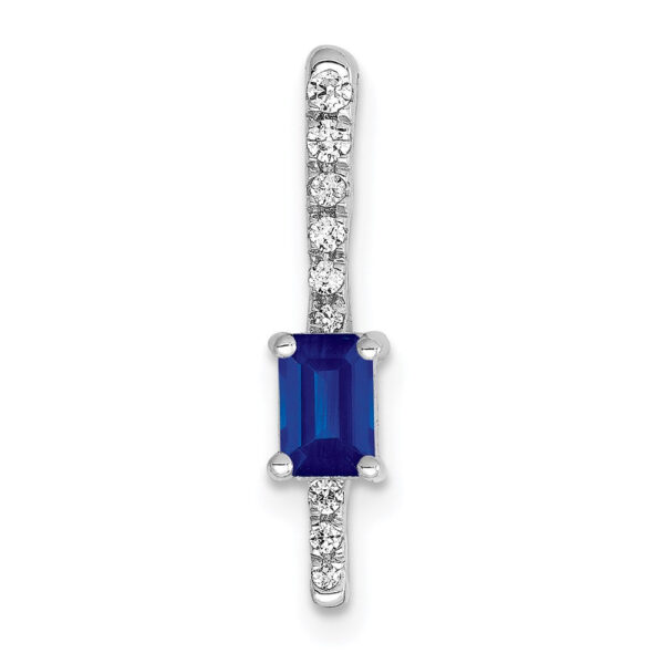 14k White Gold Real Diamond and .24 Sapphire Fancy Chain Slide