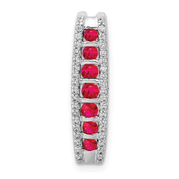 14k White Gold Real Diamond and .36 Ruby Fancy Chain Slide