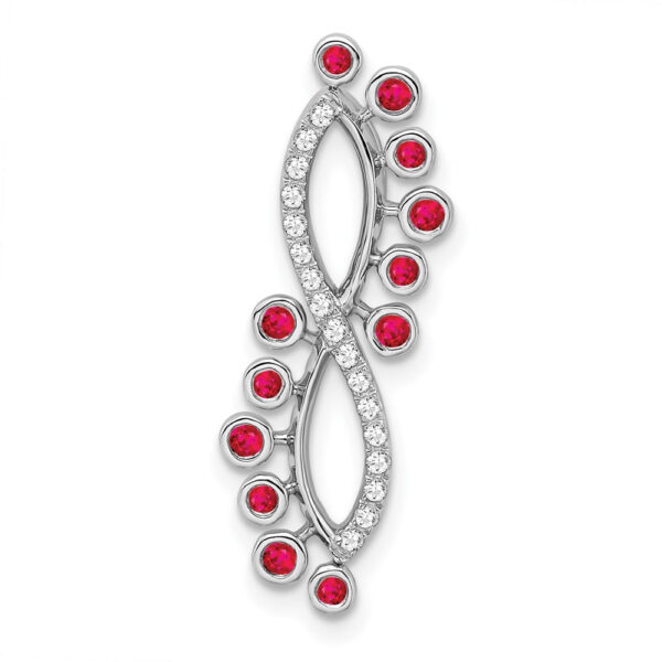 14k White Gold Ruby and Real Diamond Infinity Chain Slide