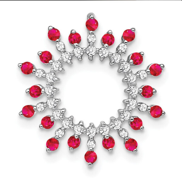 14k White Gold Ruby and Real Diamond Snowflake Chain Slide