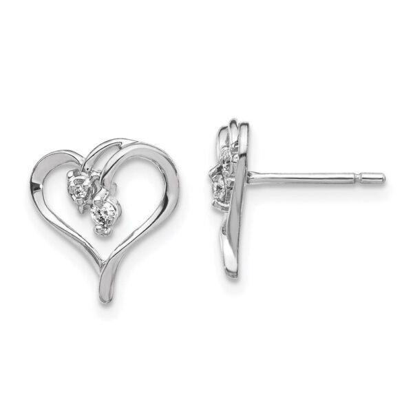 14k White Gold VS Real Diamond heart Earrings
