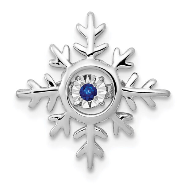 14k White Gold Vibrant Moving Sapphire Snowflake Pendant