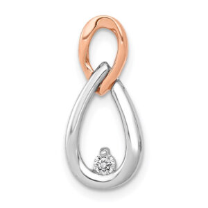 14k White and Rose Gold 1/20ct. Real Diamond Teardrop Infinity Chain Slide