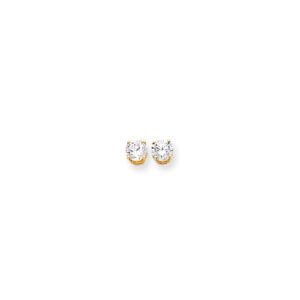 14k Yellow Gold 6mm Cubic Zirconia Earrings
