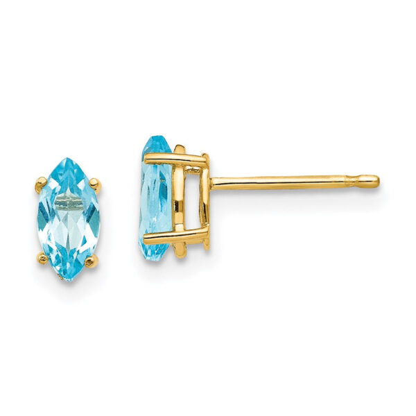 14k Yellow Gold 7x3.5mm Marquise Blue Topaz Earrings