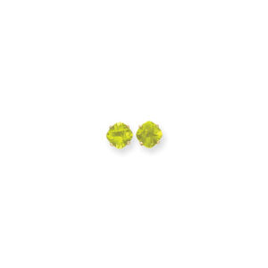 14k Yellow Gold 7x7mm Cushion Peridot Checker Earrings
