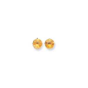 14k Yellow Gold 9mm Citrine Checker Earrings