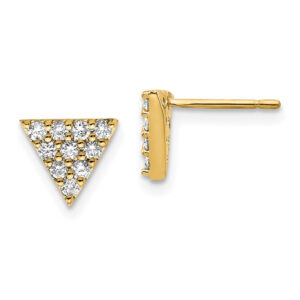 14k Yellow Gold Real Diamond Triangle Earrings