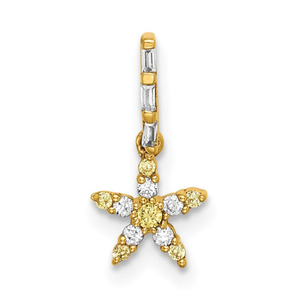 14k Yellow Gold Real Diamond and Yellow Sapphire Star Pendant