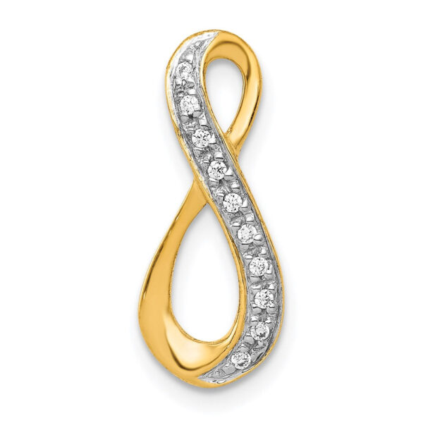 14k Yellow Gold and Rhodium 1/20ct. Real Diamond Infinity Chain Slide