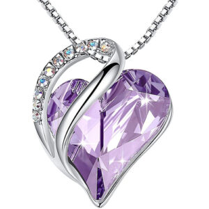 Alexandrite Light Purple Heart Crystal Pendant with 18" Chain Necklace. June Birthstone Crystal - For Lover's, Girl Friend, Wife, Valentine's Day, Mother's Day, Anniversary Gift - Heart Necklace for Women.