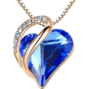 Dark Sapphire Blue Heart Crystal - Rose Gold Pendant with 18" Chain Necklace. September Birthstone Blue Crystal - For Lover's, Girl Friend, Wife, Valentine's Day, Mother's Day, Anniversary Gift - Heart Necklace for Women.