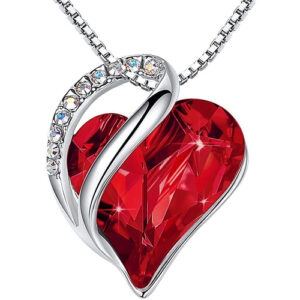 Siam Ruby Red Crystal Heart Pendant with 18" Chain Necklace. January / July Birthstone Crystal - For Lover's, Girl Friend, Wife, Valentine's Day, Mother's Day, Anniversary Gift - Heart Necklace for Women.