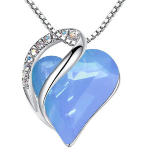 Sky Blue Heart Crystal Pendant with 18" Chain Necklace. Spiritual Healing Stone - Sky Blue Crystal - For Lover's, Girl Friend, Wife, Valentine's Day, Mother's Day, Anniversary Gift - Heart Necklace for Women.
