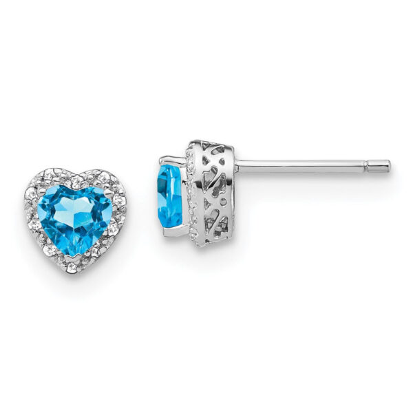 Sterling Silver Blue Topaz and Real Diamond Earrings