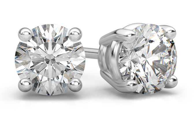 0.20 Carat Round Diamond Stud Earrings in 14K White Gold