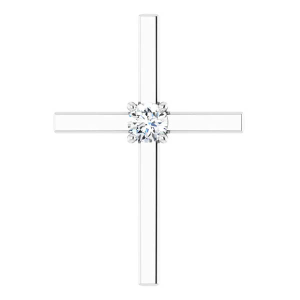 0.25 Carat Diamond Cross Necklace, 14K White Gold