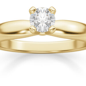 0.25 Carat Round Diamond Solitaire Ring, 14K Yellow Gold