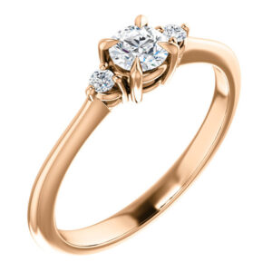 0.30 Carat 14K Rose Gold Claw-Prong 3-Stone Diamond Engagement Ring