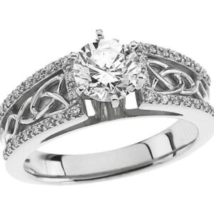 0.91 Carat Celtic Diamond Engagement Ring, 14K White Gold
