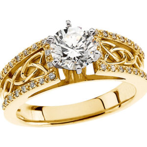 0.91 Carat Celtic Knot Diamond Engagement Ring, 14K Gold