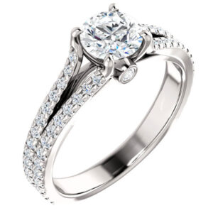 1 1/2 Carat French-Set Dual Diamond Bridal Engagement Ring Set