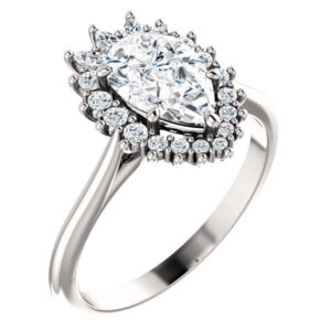 1 1/2 Carat Pear-Shaped Diamond Halo Engagement Ring