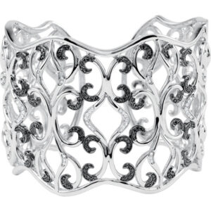 1 1/3 Carat Black and White Diamond Cuff Bracelet in Silver