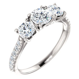 1 1/3 Carat French-Set 3-Stone Diamond Engagement Ring