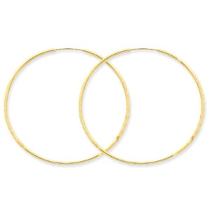 1 3/16" Satin and Polished Diamond-Cut Endless Hoop Earrings, 14K Gold