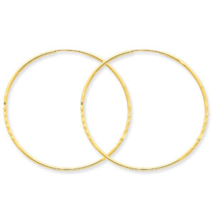 1 9/16" Polished and Satin Diamond-Cut Hoop Earrings, 14K Gold