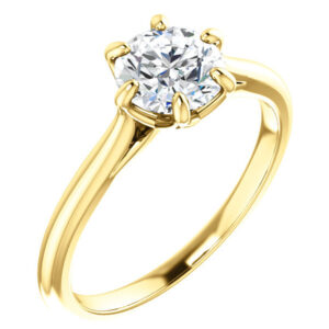 1 Carat 6-Prong Diamond Solitaire Ring, 14K Yellow Gold