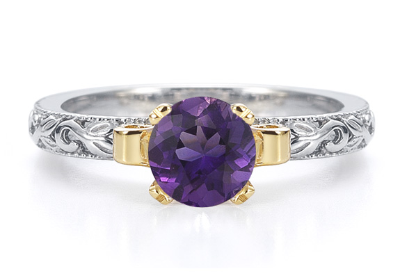 1 Carat Art Deco Amethyst Engagement Ring