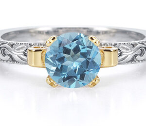 1 Carat Art Deco Blue Topaz Engagement Ring