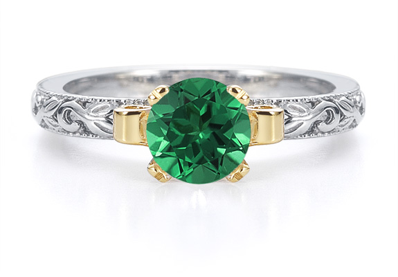 1 Carat Art Deco Emerald Engagement Ring