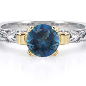 1 Carat Art Deco London Blue Topaz Engagement Ring