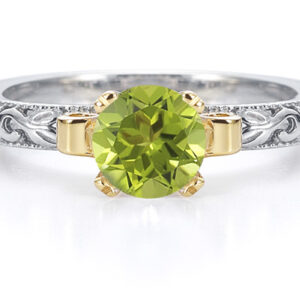 1 Carat Art Deco Peridot Engagement Ring