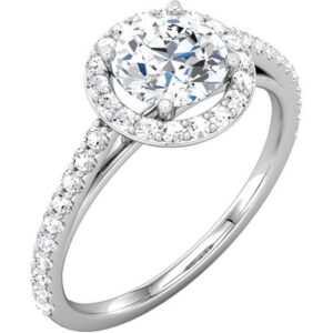 1 Carat Diamond Halo Engagement Ring with 1/2 Carat Center