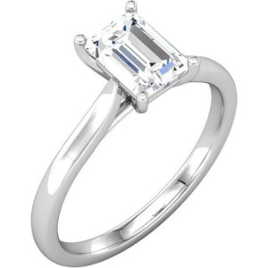 1 Carat Eq. Emerald-Cut CZ Solitaire Ring in Sterling Silver
