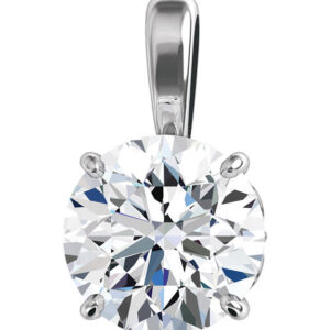 1 Carat Fleur-de-Lis Diamond Solitaire Necklace, 14K White Gold